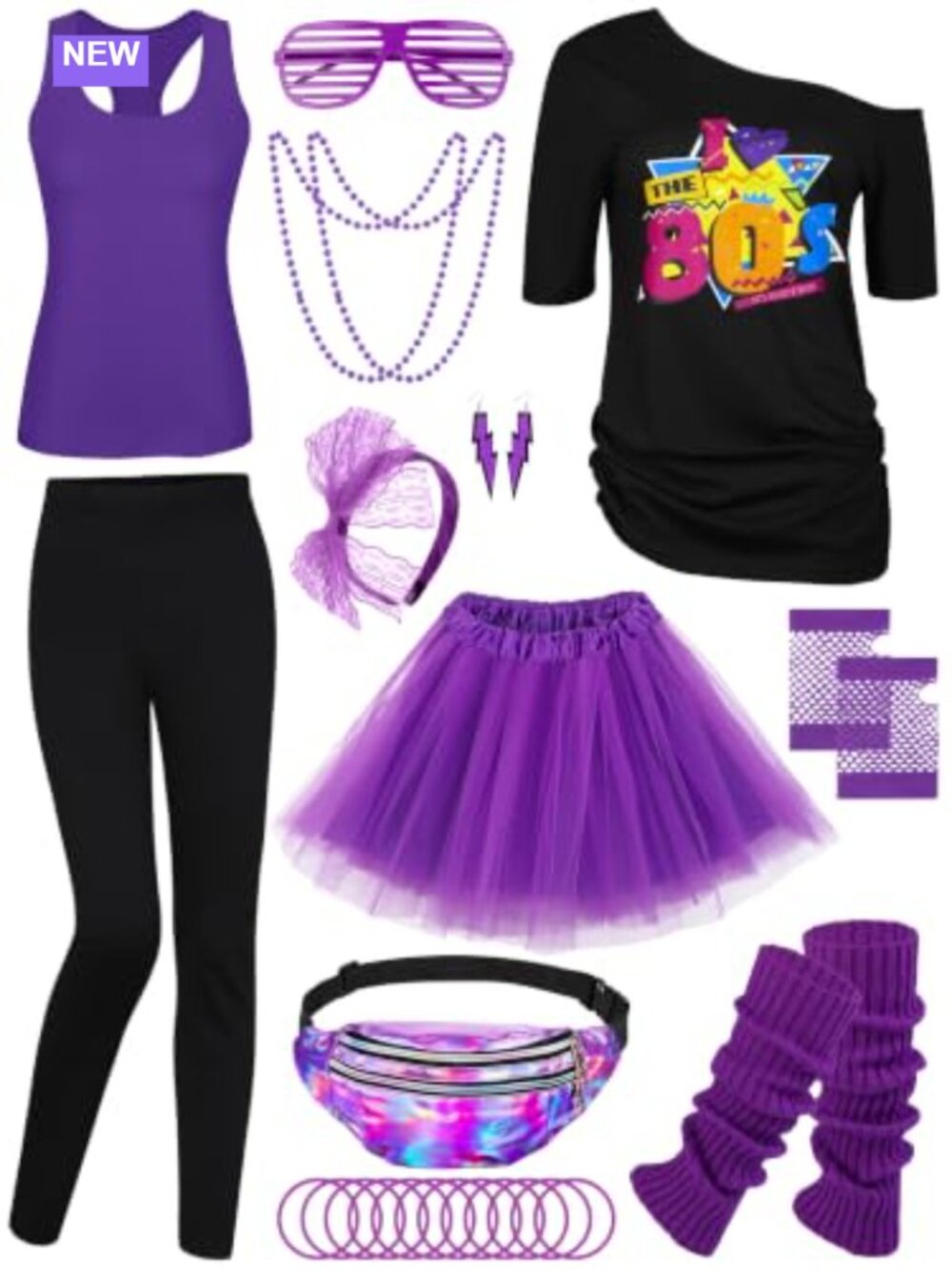 80s Costume Accessories Set Women Cosplay Party Outfit